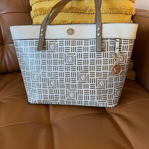 NWT "Anne Klein" Hand Bag (fits 12" Lap top"  Brown and Beige